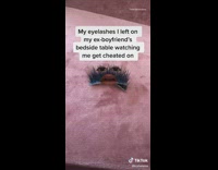 Girl face on fake eyelashes lip syncs 