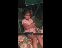 Little girl arms crossed mad birthday party 