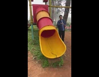 Man slides on the slide and hits his head on it