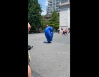 Collab WINY - Man blue inflatable costume dance at park