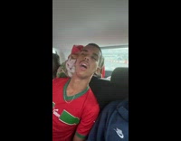 Man Records Asleep Man that Leans on Him