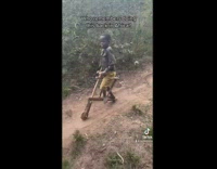 Kids skates down the hill in Africa