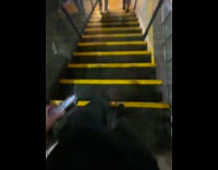 Man white long wig at the station