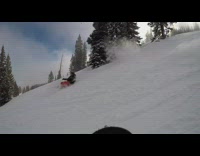 Man Trips as he Skis Downhill then Flips Forward