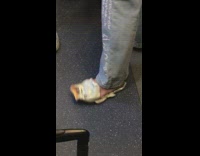 Person wears DIY slipper 