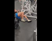 Woman pulled on gym equipment fell down