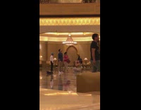 Man looks up at ceiling for picture