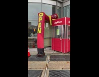 Inflatable tube man stuck not moving leaned over