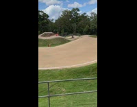 Man falls on the bike at the bicycle course