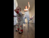 Mother and baby dance to Gangnam Style
