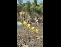 Three women bikini photo shoot river mock