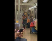 Joker spins nun chucks on train 