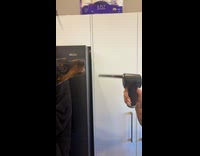 Dog try to eat air from air duster