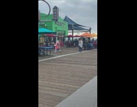 Two girls tiktok dance beach pier coffee