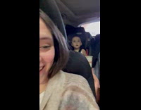 Girl looks up and with an amazed face through the tunnel