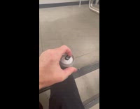 Man opens a can in the stairwell and sound echoes everywhere