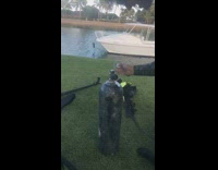 Guy use air tank to fidget spinner 