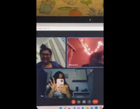 Girls on video call spin hair around