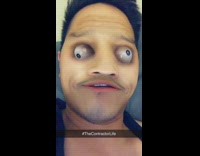 Guy uses googly eyes filter and says hes looking for a job