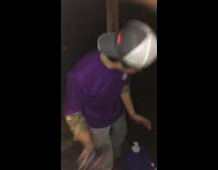 Guy smashes can on side of head