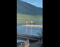 Man shirtless twerk dance photo shoot beach
