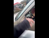 Elderly woman hits side mirror on drive thru window