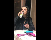 Girl drinking white claw blue kids tablet