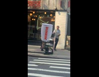Collab WINY - Coffee Cup Mascot Offers Doughnut to Strangers