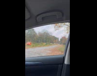 Woman in rail road traffic jam 