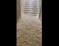 Guy falls down stairs subway station snow 