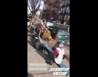 Man and woman performance art on street