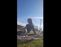 Collab WINY - Woman black top beside dog picnic at the park