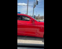 Collab ClipsIG - Man Passes Over Red Car with Skeleton Mannequin