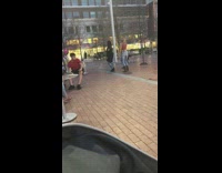 Three girls dance courtyard red shirt 