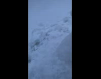 Girl makes torso snow sculpture on rooftop 