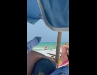 Woman in white bikini exercise session at the beach Part 1