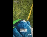 Six feet apart tape measure hanging out