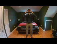 Guy claps changes outfits in bedroom