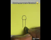 Guy demonstrates how men were created by drawing