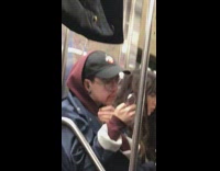 guy draws brushes mustache on