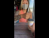 Girl breaks cup misses straw stab 
