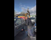 Man hit two cars with metal pipe