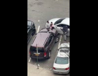 Car blocked tries to back up on sidewalk part 4