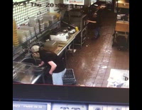 Man bumps sauce bottle bounce lands perfectly