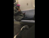 Lady pink new year sunglasses fur hood