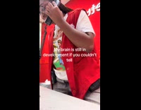 Target worker announcement laughing