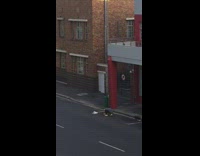 Man picture white shoes street cars pass by