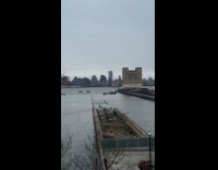 Police boats on the river pier