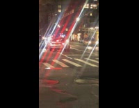 Gray car drives on opposite wrong side of the street and tries to make a u turn