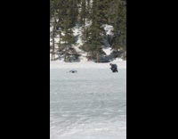 Person Lays on Frozen Lake for Photos 